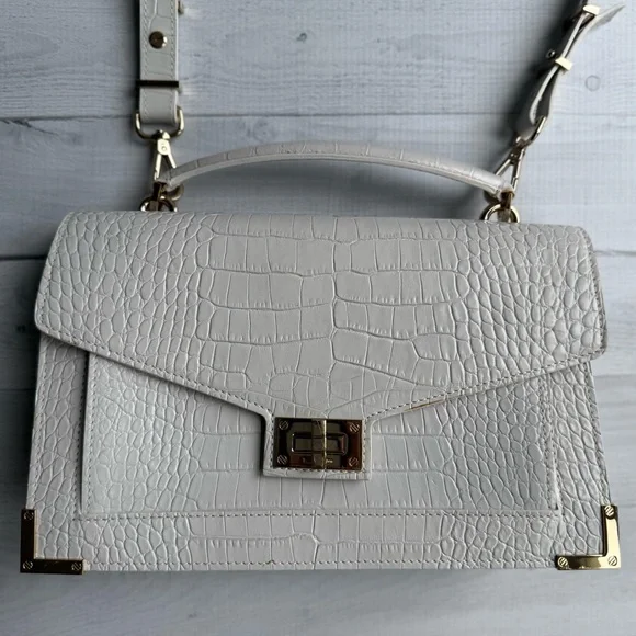 The Kooples Emily Crocodile-Effect Bag in White - Picture 2 of 7